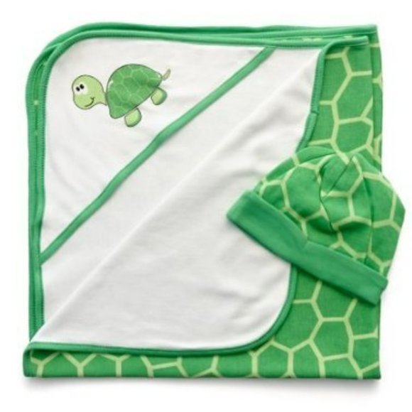 Levert Turtle Hooded Blanket & Hat Set Green NWT Infant 0-6 Months NWT - Picture 8 of 8